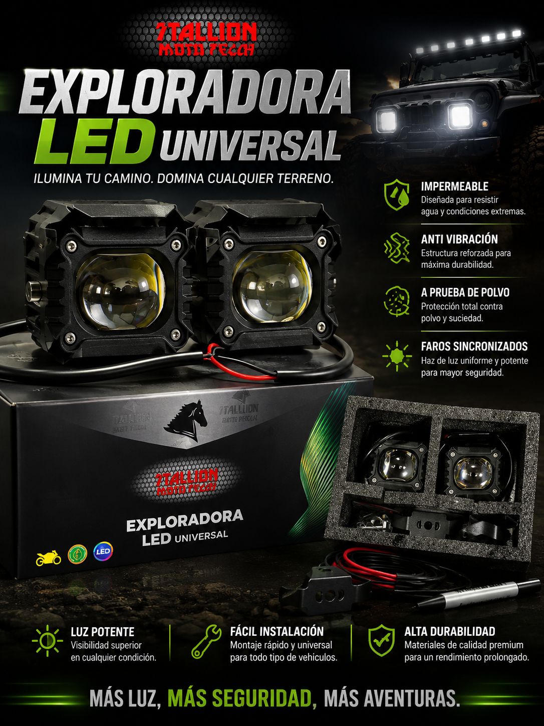STF011-EXPLORADORA LED LENTE CONVEXO