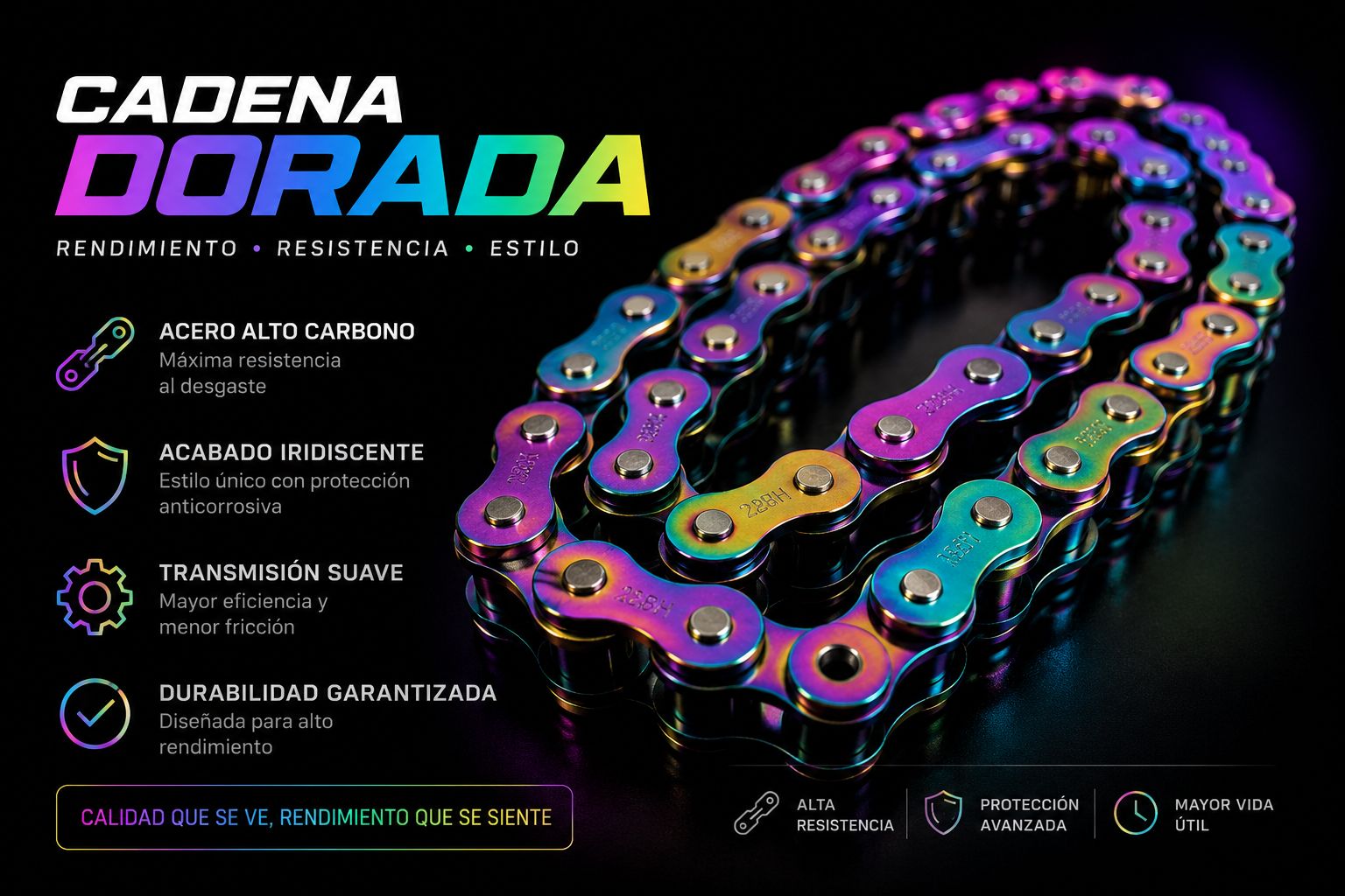 CADENA POSH TORNASOLADA ORRINADA REFORZADA
